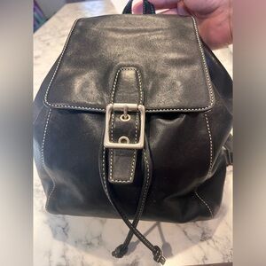 Black Vintage Leather Coach Backpack 9569